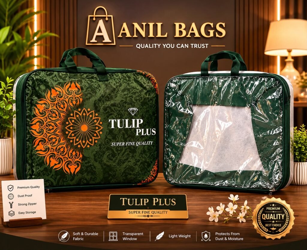 Green color front and back blanket bags