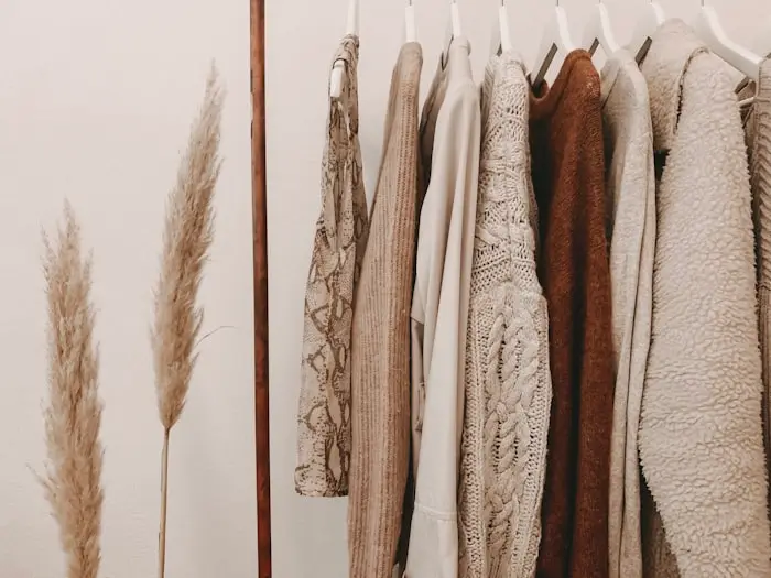 Clothes hanging on a rack